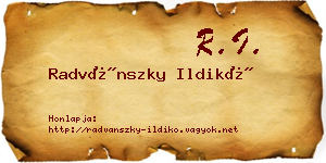 Radvánszky Ildikó névjegykártya